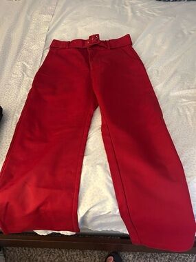 Show Me Your MuMu Red Wide-Leg Pants with Belt